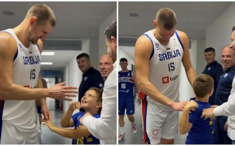 Emotivan susret Jokića i sina Edina Avdića nakon utakmice u Beogradskoj areni