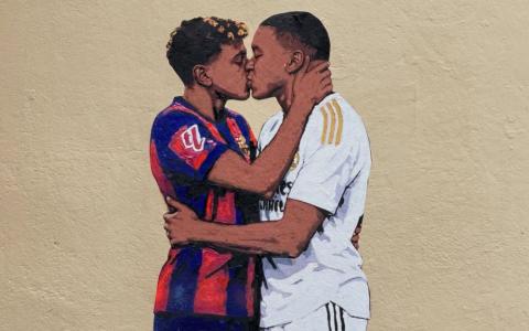 Ulični umjetnik TVBoj oslikao u Barseloni mural sa LamJamalom i Kilijanom Mbapeom u zagrljaju