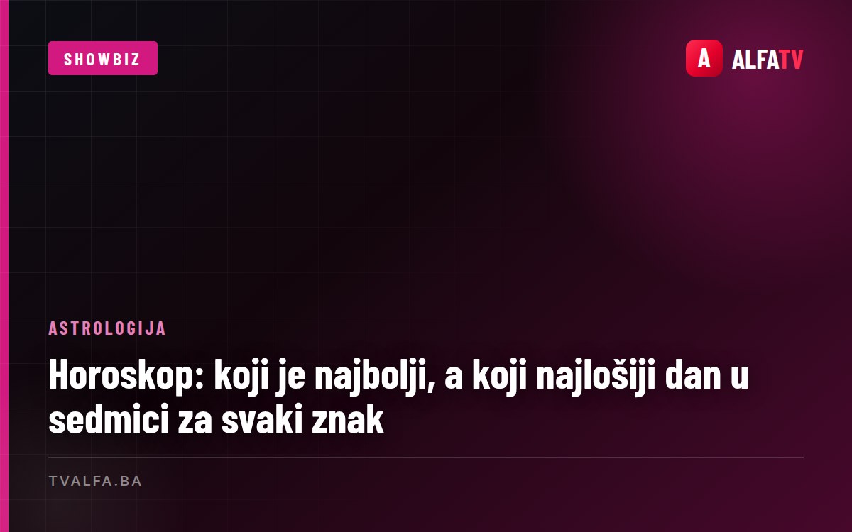 Horoskop: koji je najbolji, a koji najlošiji dan u sedmici za svaki znak