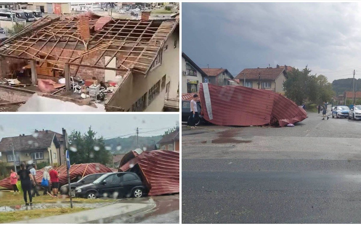 Prnjavor bez struje nakon olujnog nevremena, oštećeni krovovi i vozila