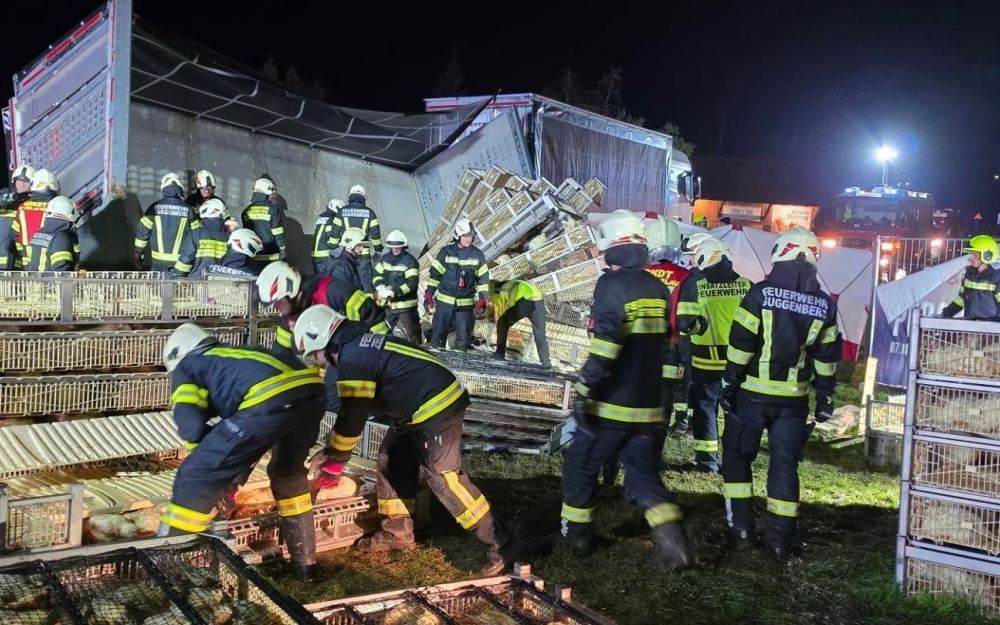 Vozač iz BiH sletio s ceste kod Zell am Moosa, vatrogasci satima spašavali kokoši